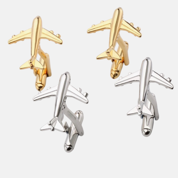 Airplane Golden / Silver Cufflinks